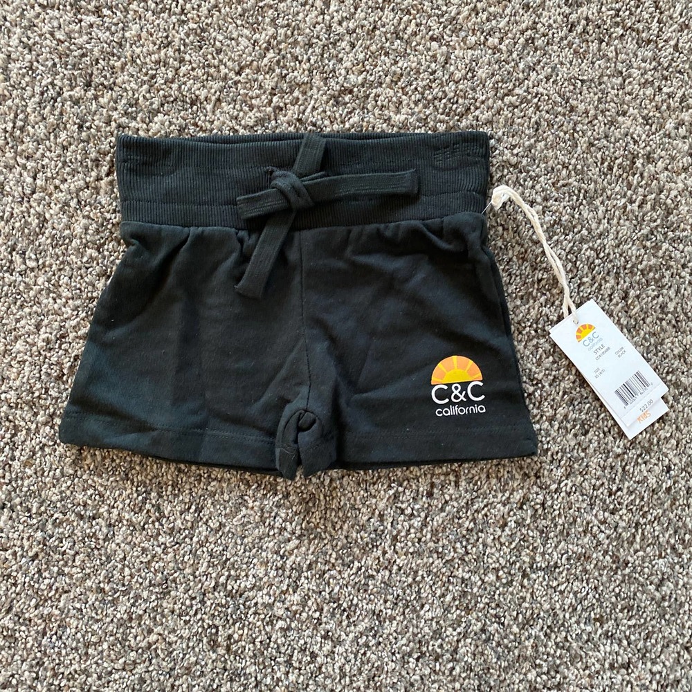 C&C California Black Kids Terry Shorts - Size 4/5 - Picture 1 of 3